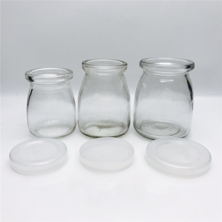 Cheap 100ml 150ml 200ml clear pudding glass jar with plastic lid