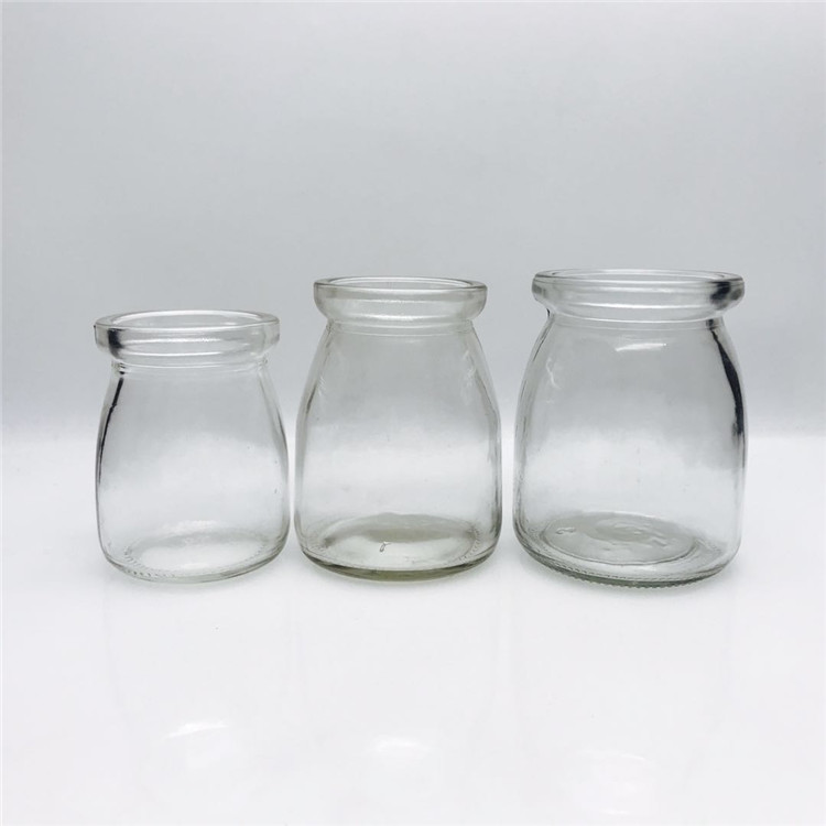 Cheap 100ml 150ml 200ml clear pudding glass jar with plastic lid