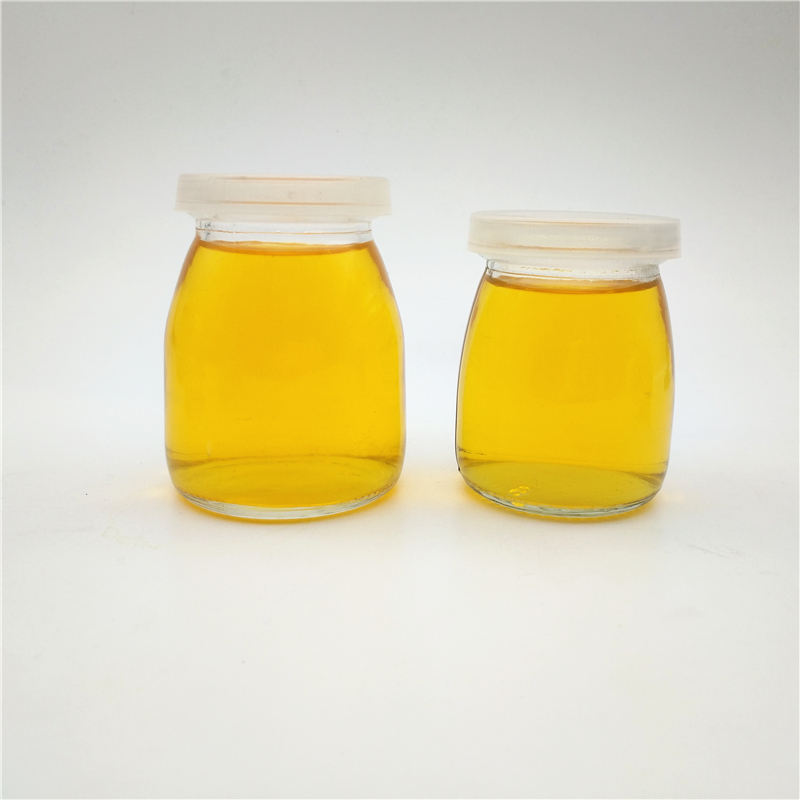 Cheap 100ml 150ml 200ml clear pudding glass jar with plastic lid