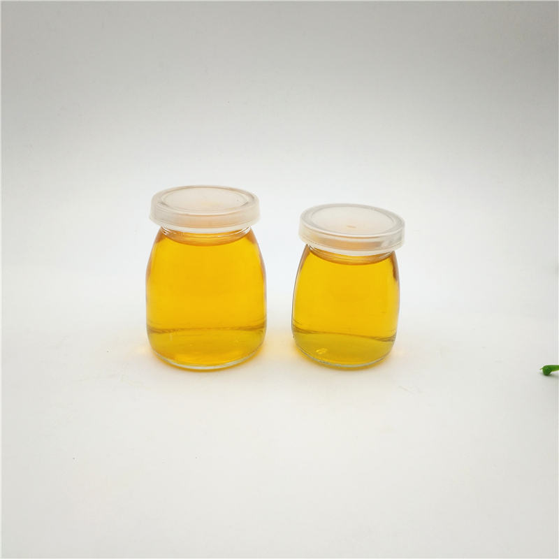 Cheap 100ml 150ml 200ml clear pudding glass jar with plastic lid