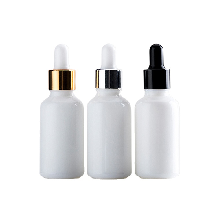 Cheap 15ml 20ml 30ml 50ml White Natural Ceramic Cosmetic Milky Serum Dropper Bottle with Silver Cap for Essential oil