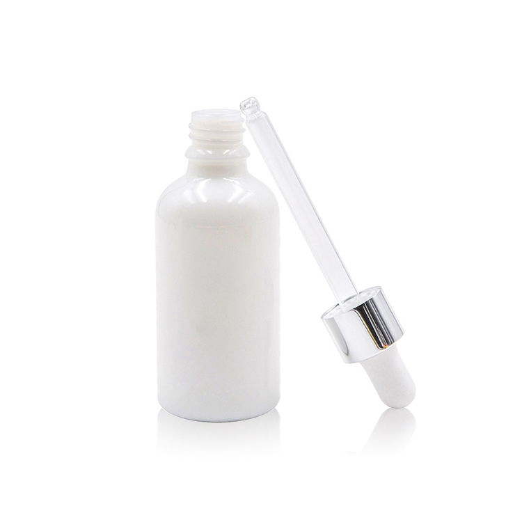 Cheap 15ml 20ml 30ml 50ml White Natural Ceramic Cosmetic Milky Serum Dropper Bottle with Silver Cap for Essential oil
