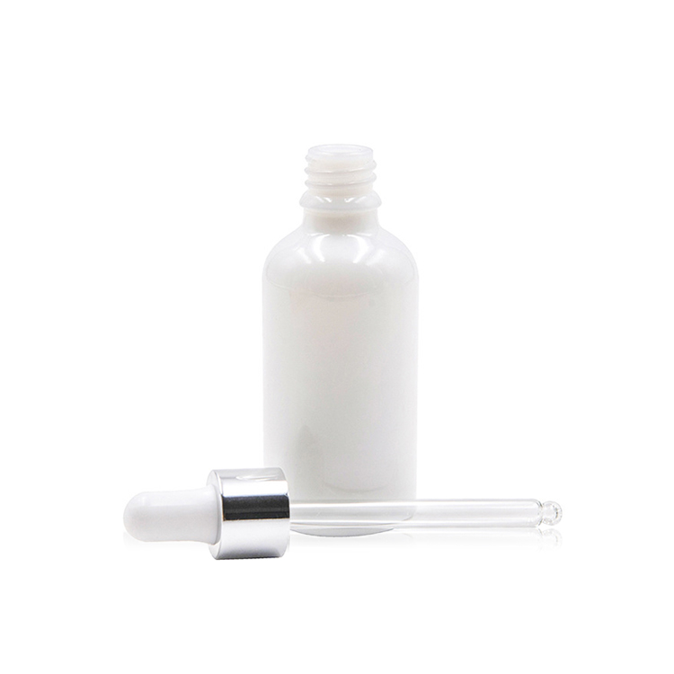 Cheap 15ml 20ml 30ml 50ml White Natural Ceramic Cosmetic Milky Serum Dropper Bottle with Silver Cap for Essential oil
