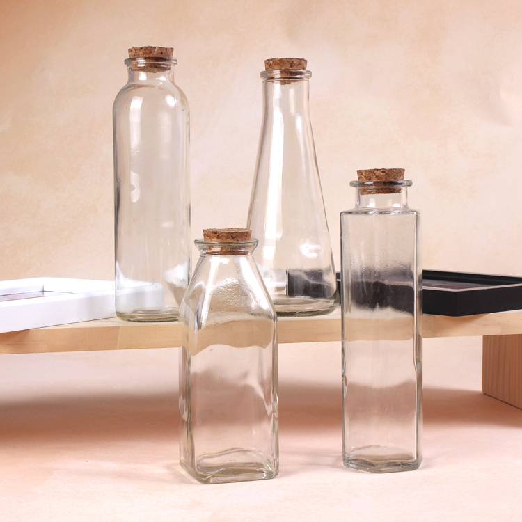 Cheap 320ml 350ml Conical Flask Cylinder Clear Juice Glass Bottles for Beverage Container