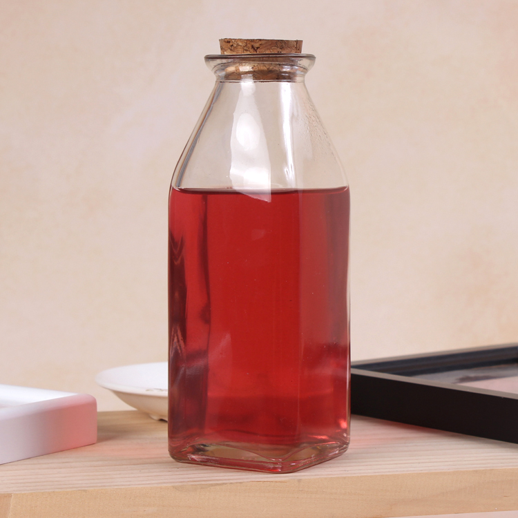 Cheap 320ml 350ml Conical Flask Cylinder Clear Juice Glass Bottles for Beverage Container