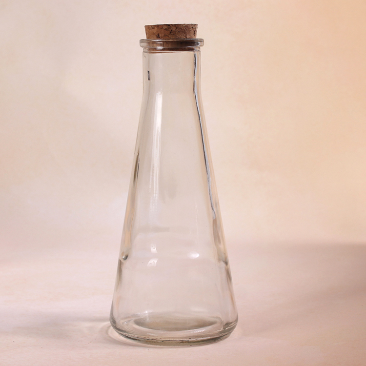 Cheap 320ml 350ml Conical Flask Cylinder Clear Juice Glass Bottles for Beverage Container