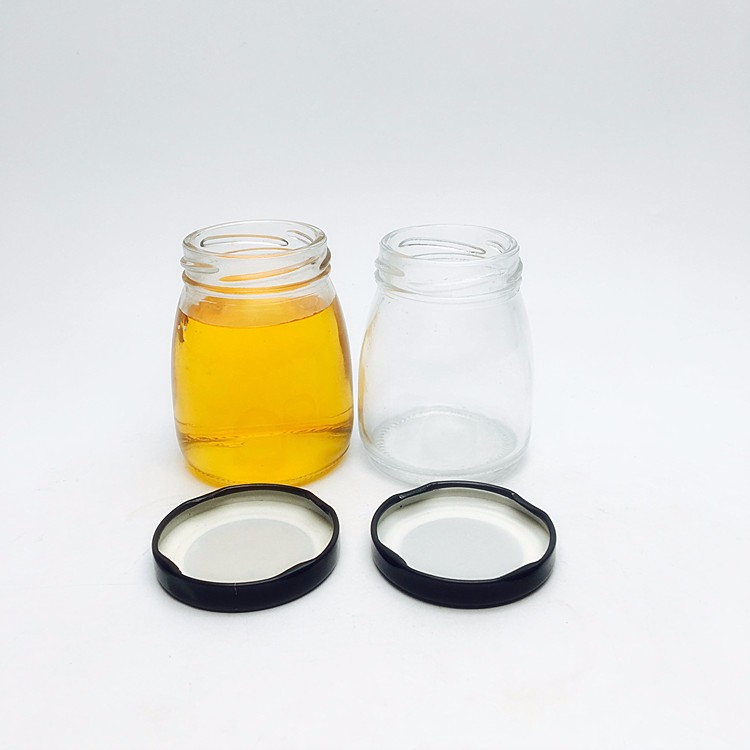 Cheap 4oz mini clear 100ml airtight recycled empty glass pudding yoghurt dessert jars stash jar with black metal lid wholesale