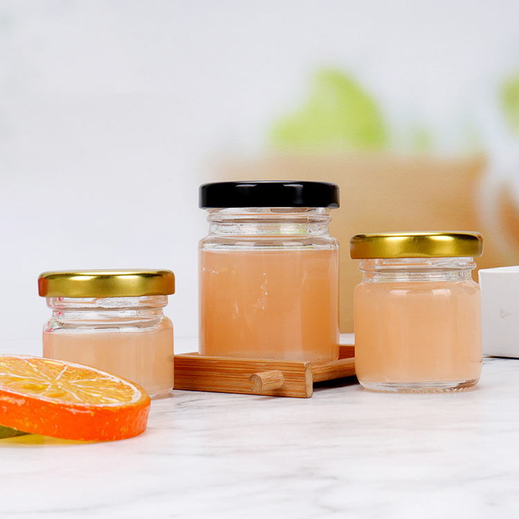 Cheap Clear 30g 50g Mini Small Jam Empty Glass Jars with lids Round Shape Bee Honey Jars with Twist Off