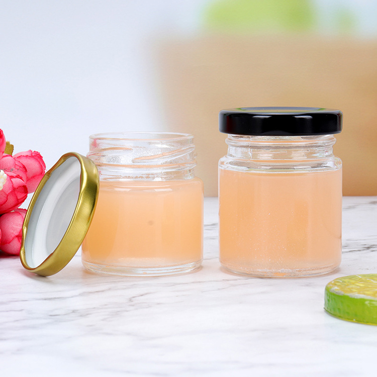 Cheap Clear 30g 50g Mini Small Jam Empty Glass Jars with lids Round Shape Bee Honey Jars with Twist Off