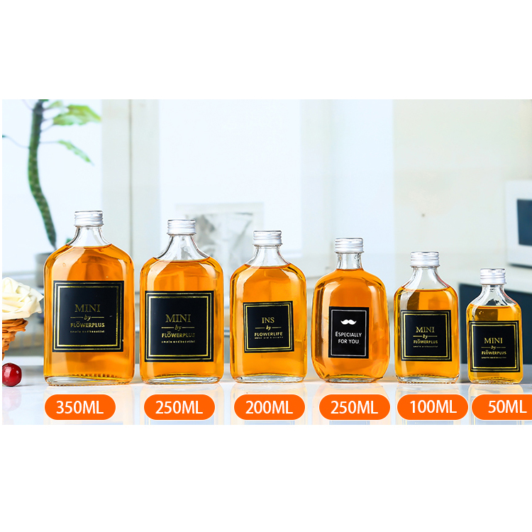 Cheap Custom 200ml Juice Jar 8oz Cold Press Coffee Beverage Drinking Flat Water Glass Bottle