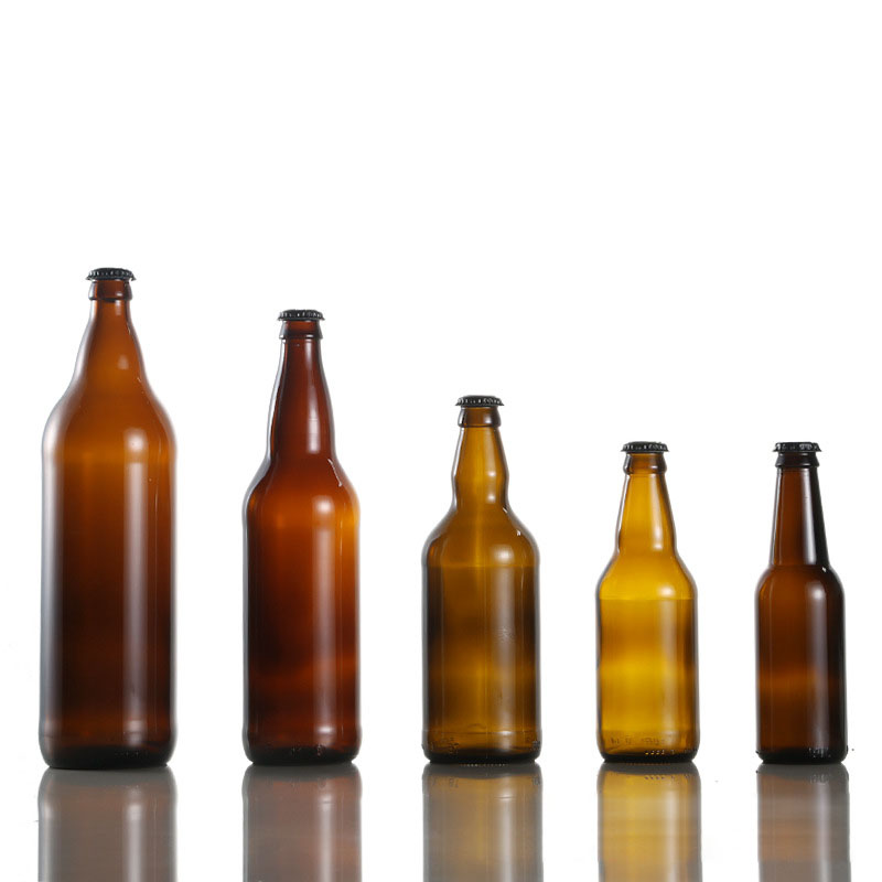 Cheap Custom Amber Brown Wholesale 16 oz Glass Beer Bottles 500ml Glass Bottle Beer 330ml 500 ml 650ml with Crown Cap