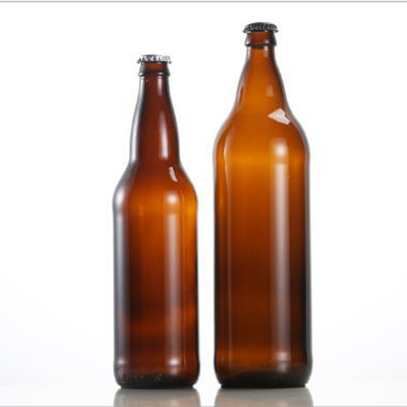 Cheap Custom Amber Brown Wholesale 16 oz Glass Beer Bottles 500ml Glass Bottle Beer 330ml 500 ml 650ml with Crown Cap