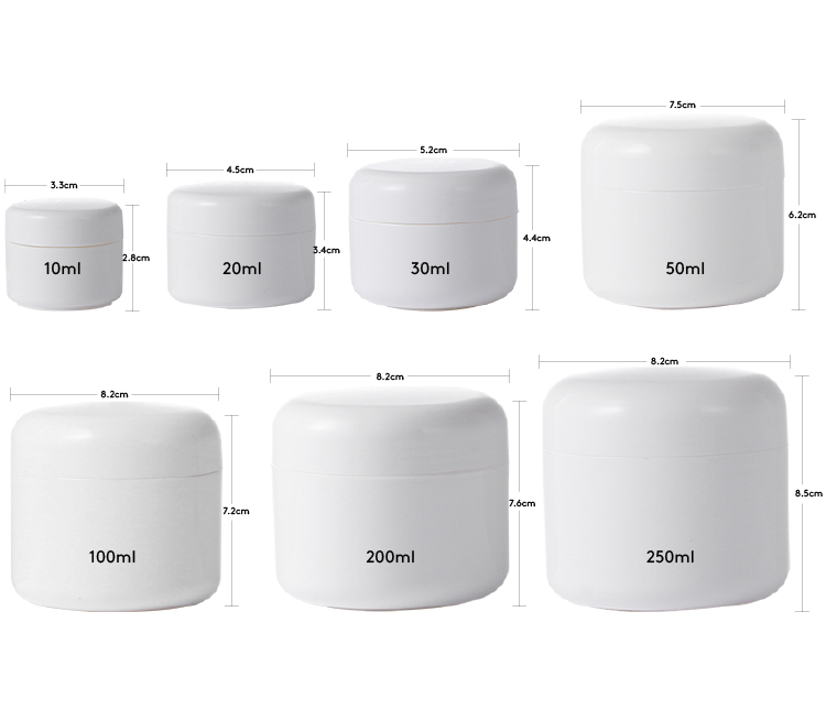 Cheap Empty White 200ml 250ml double wall cream jar PP Plastic Cream Jar