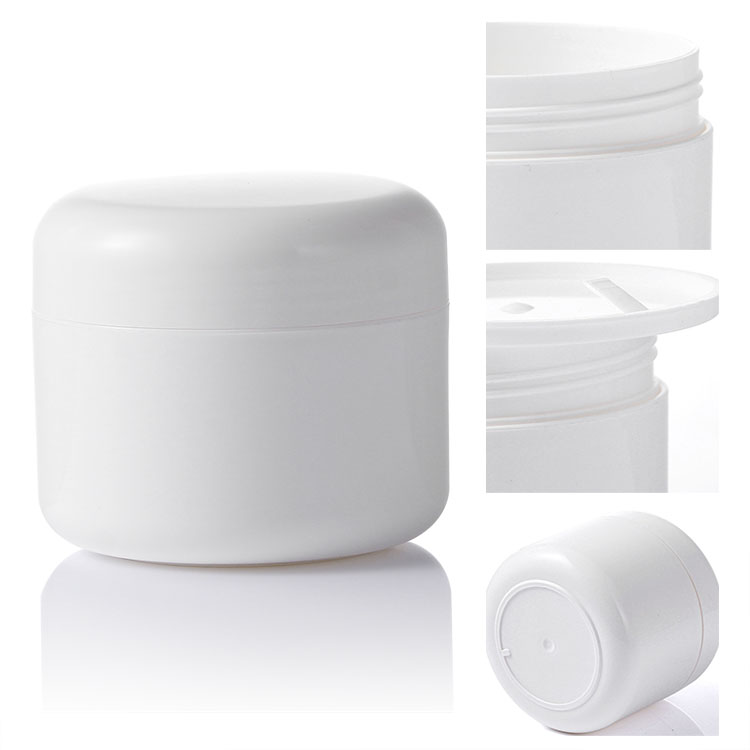 Cheap Empty White 200ml 250ml double wall cream jar PP Plastic Cream Jar