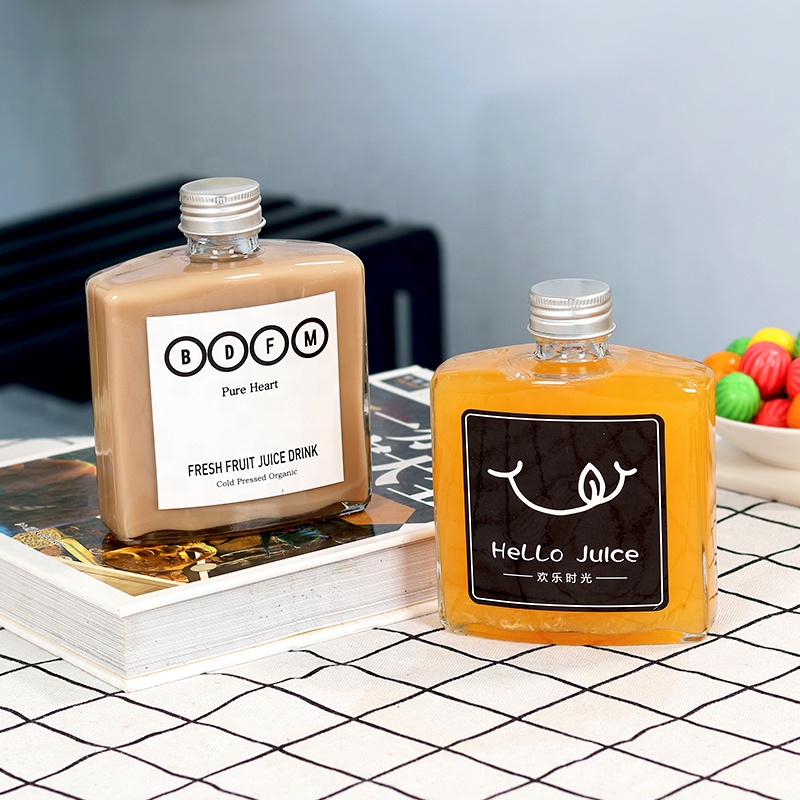 Cheap Fashion 250ml Juice Milk Tea Cold Brew Coffee Bottle Glass with Aluminium Lid