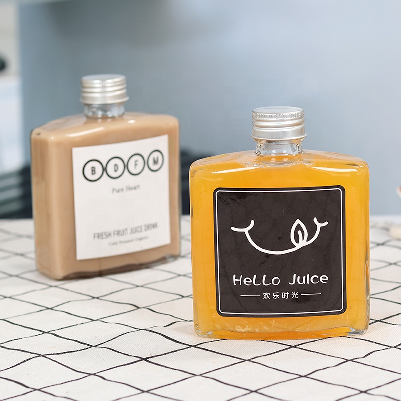 Cheap Fashion 250ml Juice Milk Tea Cold Brew Coffee Bottle Glass with Aluminium Lid