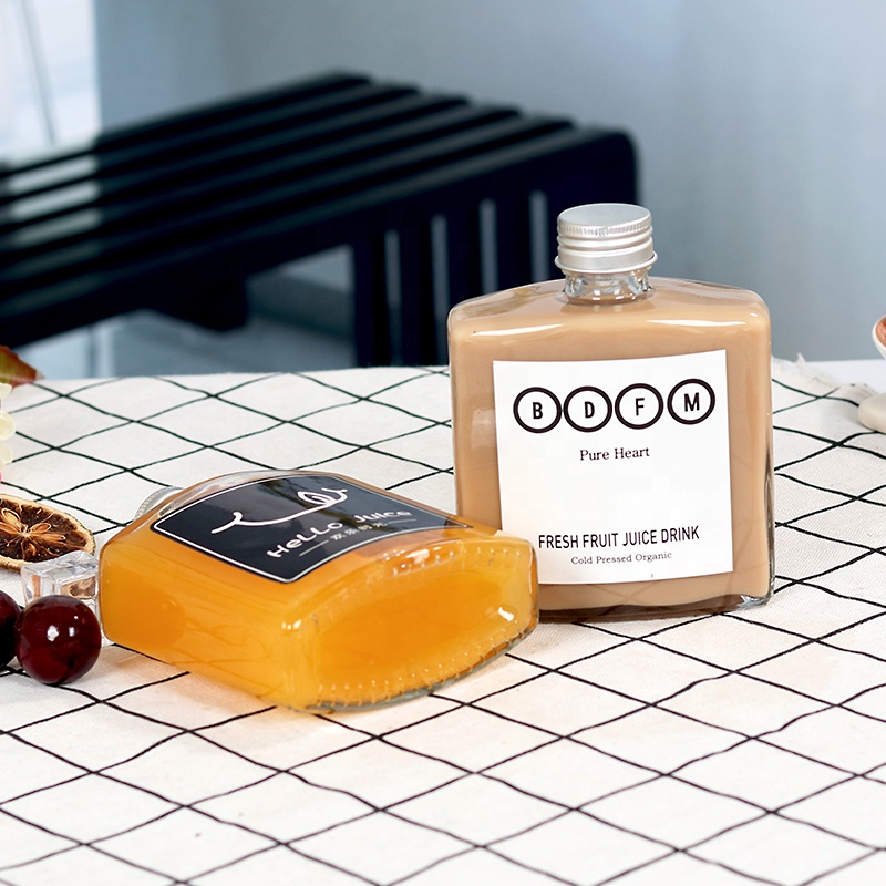 Cheap Fashion 250ml Juice Milk Tea Cold Brew Coffee Bottle Glass with Aluminium Lid