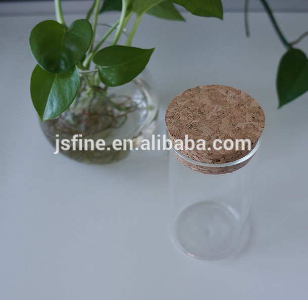 Cheap Heat Resistant Round Cylindrical Glass Jars with Cork For Food Storage or Other Sweet Snacks