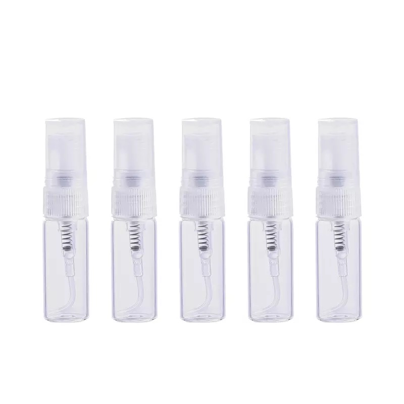 Cheap High Quality 2ml 3ml 5ml 10ml Small Perfume Atomizer Vials Sample Glass Bottle With Plastic Spray Pump Mini Tester Bottles