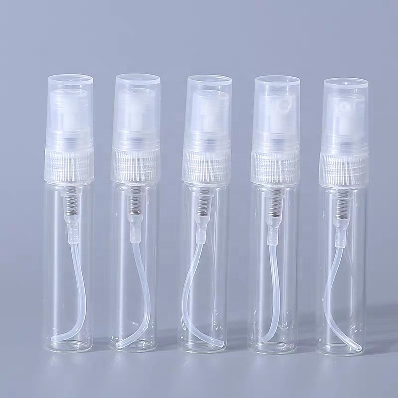 Cheap High Quality 2ml 3ml 5ml 10ml Small Perfume Atomizer Vials Sample Glass Bottle With Plastic Spray Pump Mini Tester Bottles