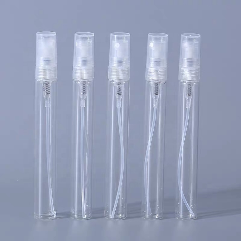 Cheap High Quality 2ml 3ml 5ml 10ml Small Perfume Atomizer Vials Sample Glass Bottle With Plastic Spray Pump Mini Tester Bottles