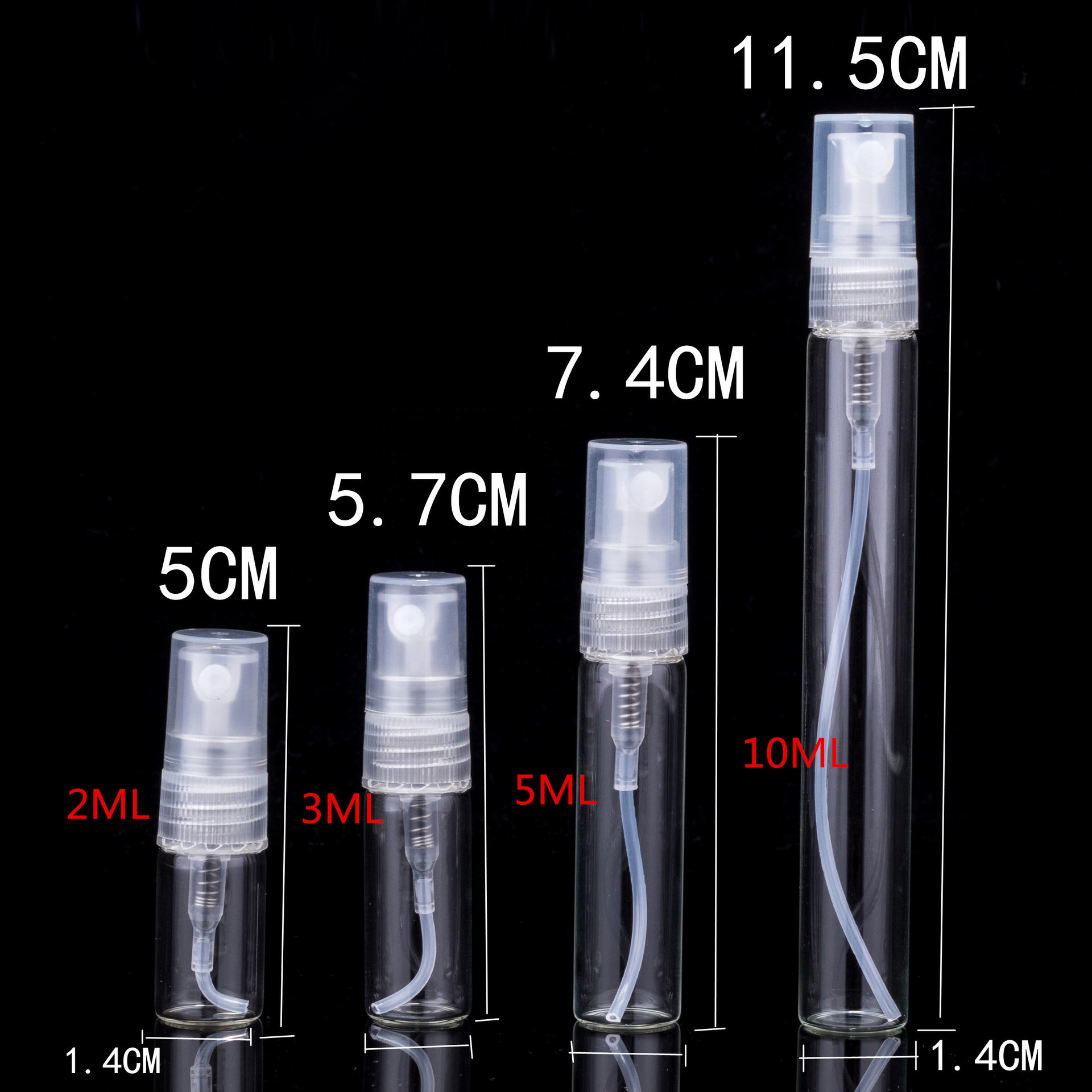 Cheap High Quality 2ml 3ml 5ml 10ml Small Perfume Atomizer Vials Sample Glass Bottle With Plastic Spray Pump Mini Tester Bottles