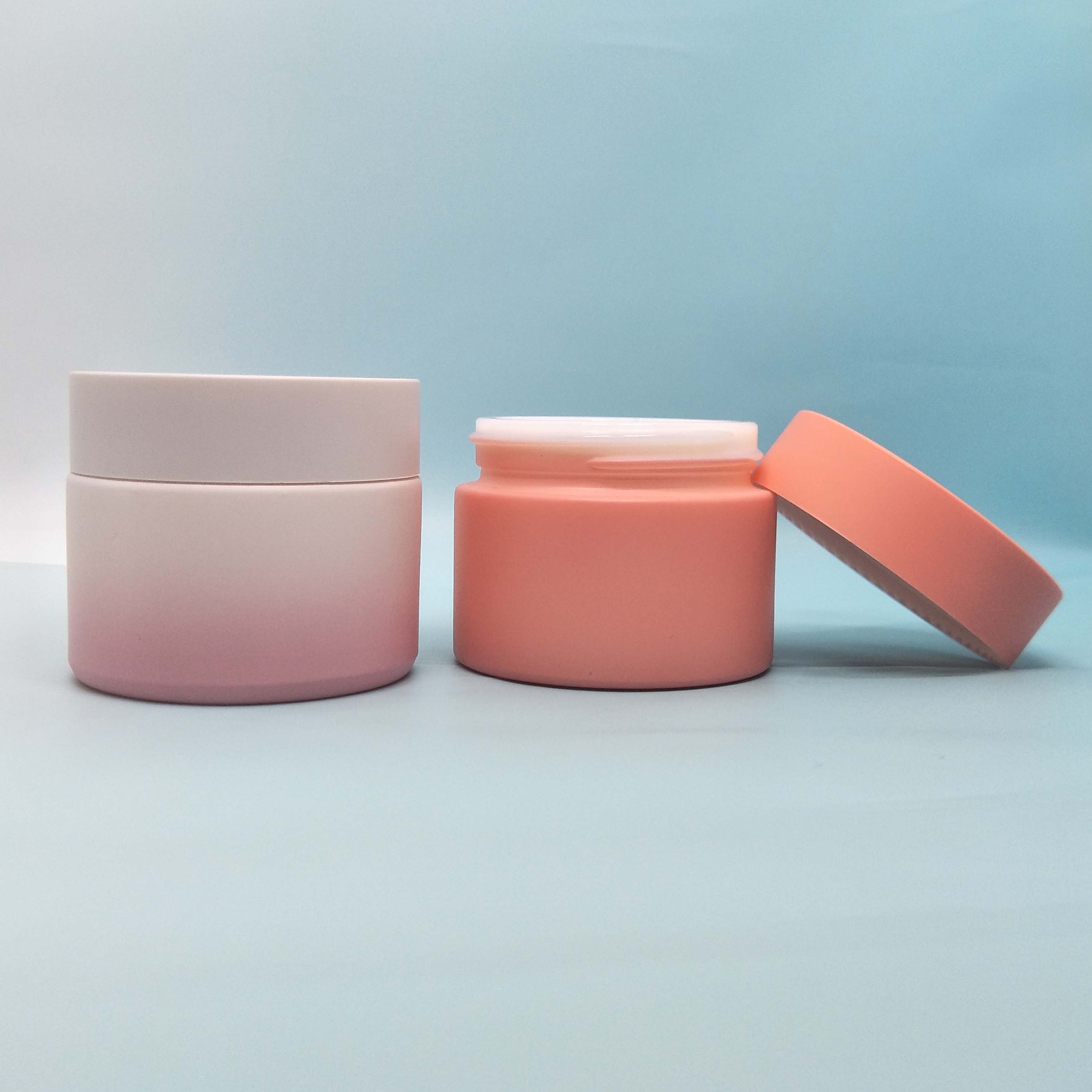 Cheap Matte pink Opal white Ceramic cosmetic cream jar 50g 60g 100g