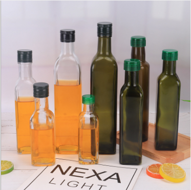 Cheap Price 100ml 250ml 500ml 750ml 1L Clear Square olive oil glass bottle with lid Glass