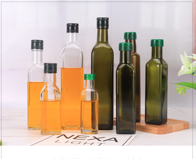 Cheap Price 100ml 250ml 500ml 750ml 1L Clear Square olive oil glass bottle with lid Glass