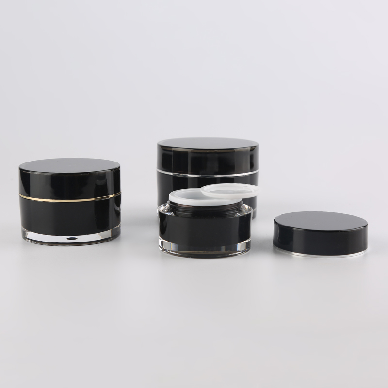 Cheap Price 15g 30g 50g Round Double Wall Cosmetics Jars Luxury Acrylic Black Cream Jar for Eye Cream