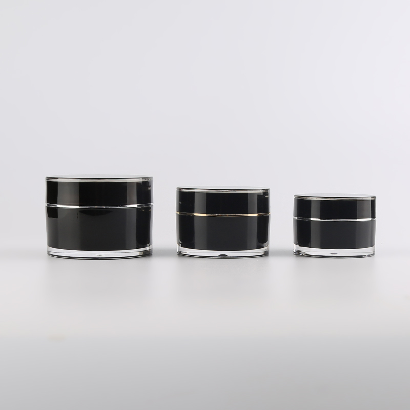 Cheap Price 15g 30g 50g Round Double Wall Cosmetics Jars Luxury Acrylic Black Cream Jar for Eye Cream