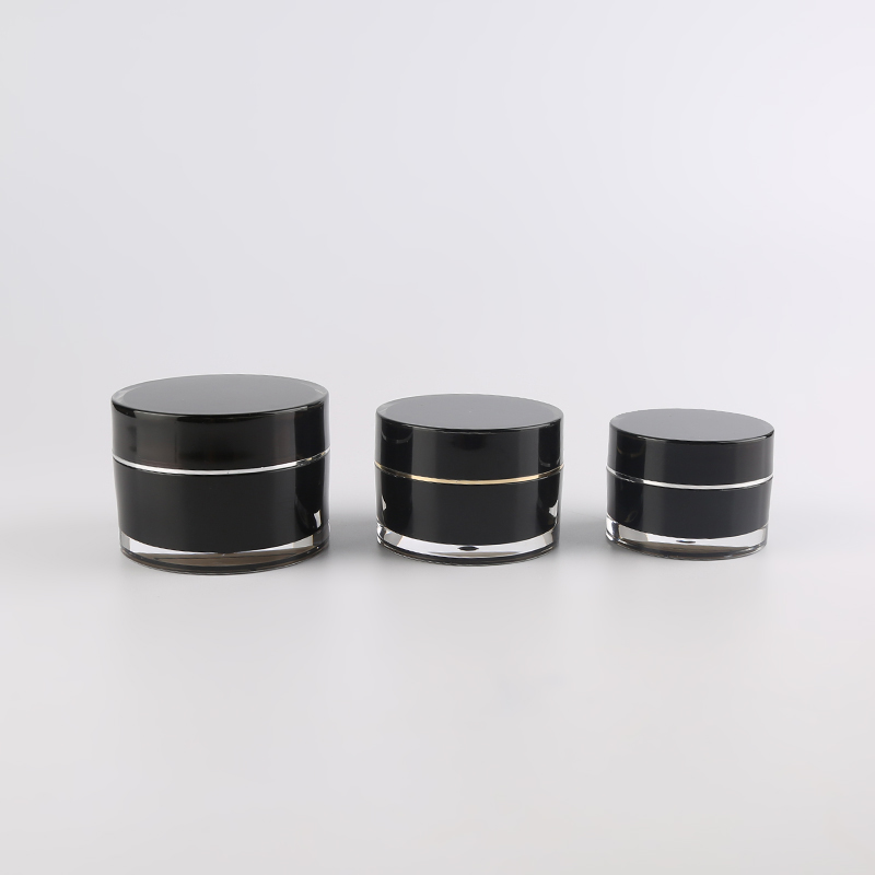 Cheap Price 15g 30g 50g Round Double Wall Cosmetics Jars Luxury Acrylic Black Cream Jar for Eye Cream