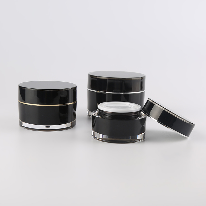 Cheap Price 15g 30g 50g Round Double Wall Cosmetics Jars Luxury Acrylic Black Cream Jar for Eye Cream