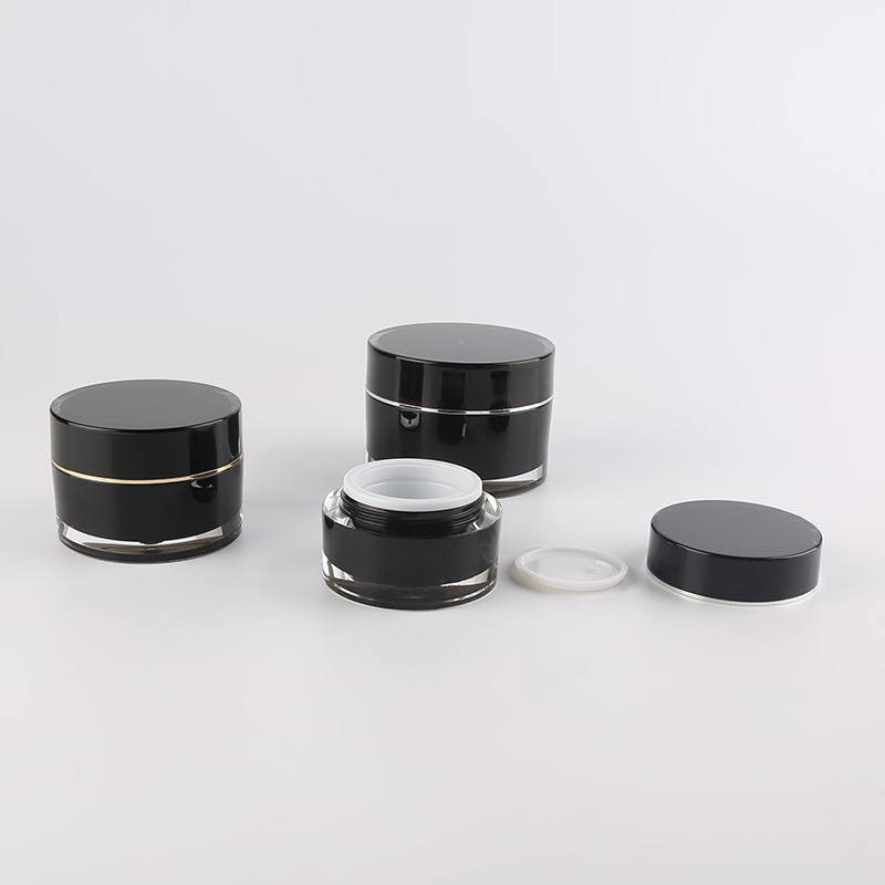Cheap Price 15g 30g 50g Round Double Wall Cosmetics Jars Luxury Acrylic Black Cream Jar for Eye Cream