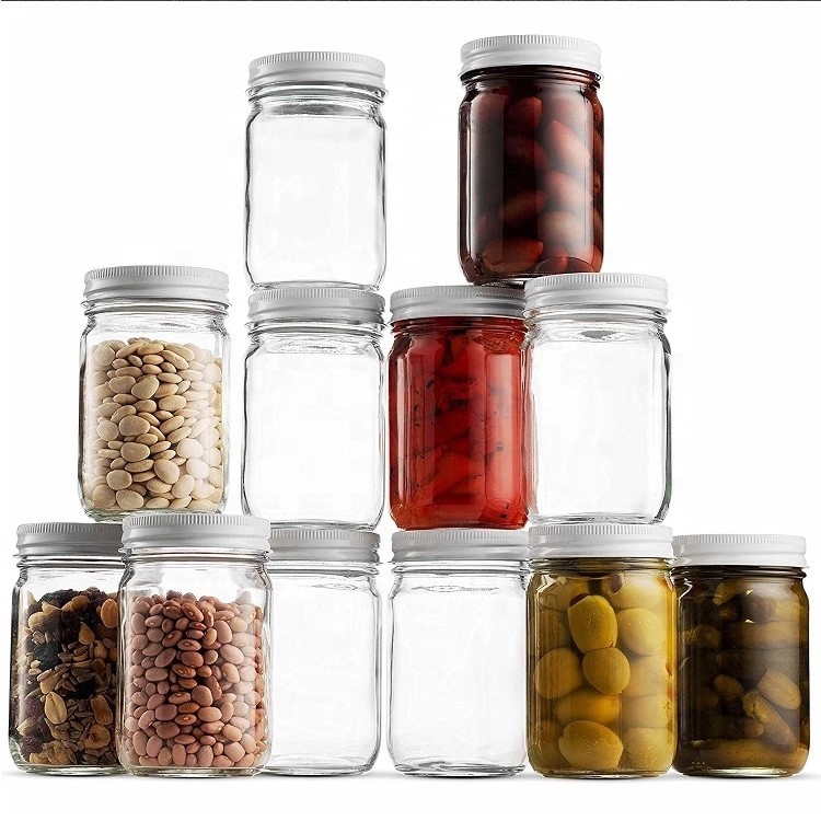 Cheap Price 8oz 16oz Metal Lid Wide Mouth Food Grade Glass Mason Canning Jars For Storage