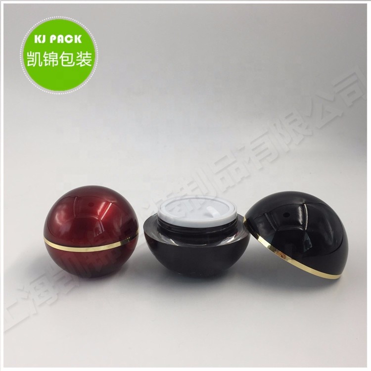 Cheap Price Ball shape Acrylic plastic empty gold cosmetic face cream jar with inner lid In stock