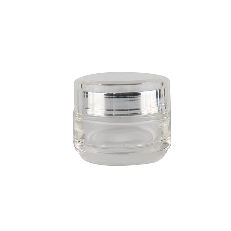 Cheap Price Beauty Product 50g Clear Cosmetic Packaging Glass Skin Care Cream Jar Manufacturer with Luxury Acrylic Silver Lid