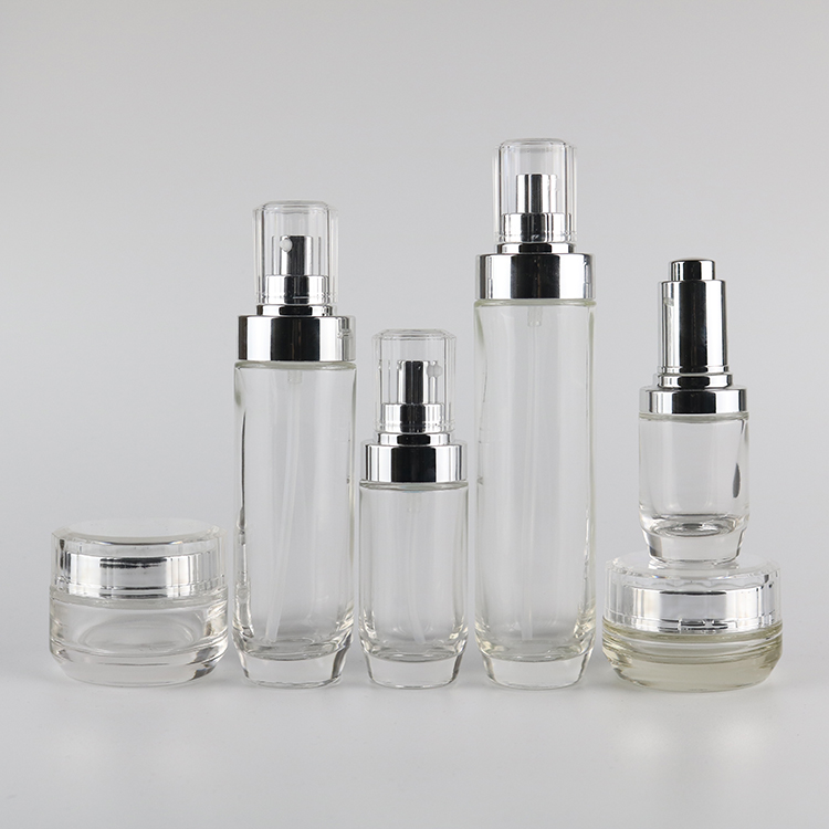 Cheap Price Beauty Product 50g Clear Cosmetic Packaging Glass Skin Care Cream Jar Manufacturer with Luxury Acrylic Silver Lid