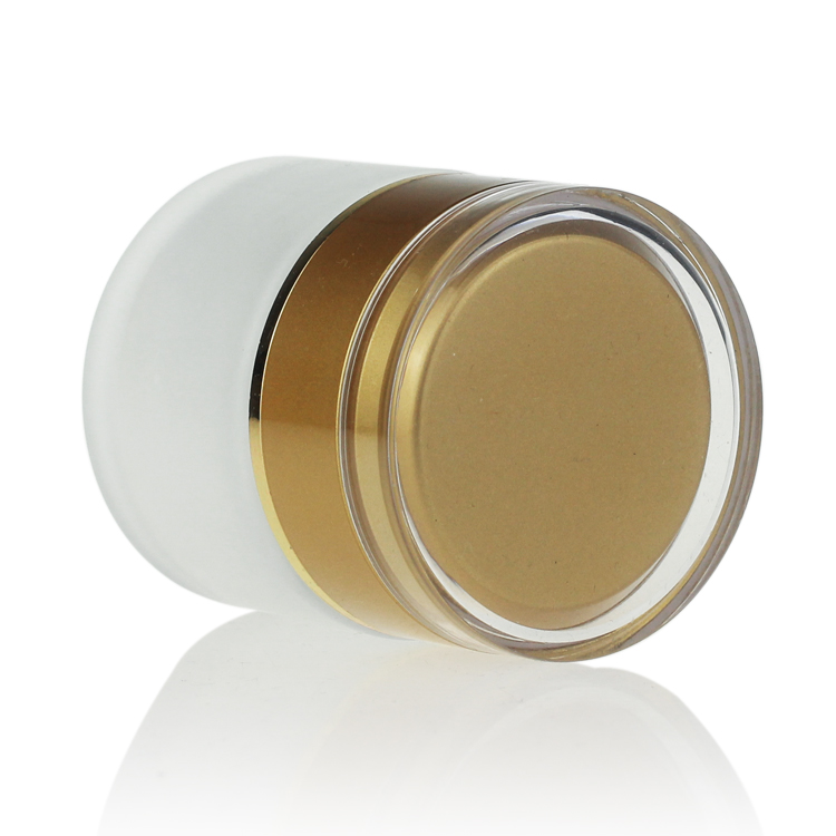 Cheap Price Frosted Glass Cream Container Cosmetic Jar 50g With Luxury Acrylic Gold Lid