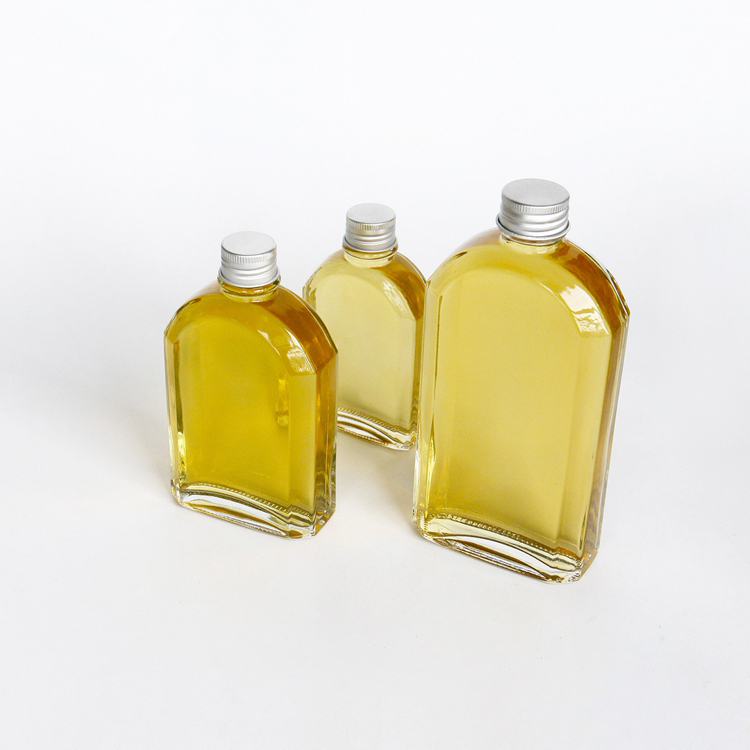 Cheap Price Square Flat Flask Glass Bottle Cold Brew Coffee Bottle 100ml 200ml With Metal Screw Cap