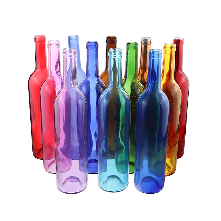 Cheap Price Standard 0.75L 750 ml Empty Blue Green Liquor Glass Bordeaux Wine Bottle