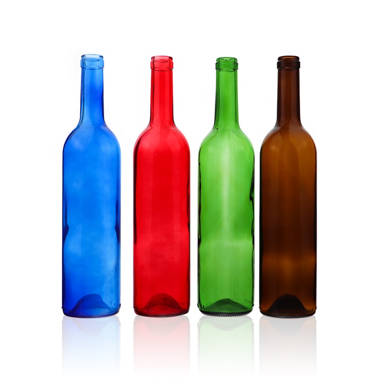 Cheap Price Standard 0.75L 750 ml Empty Blue Green Liquor Glass Bordeaux Wine Bottle