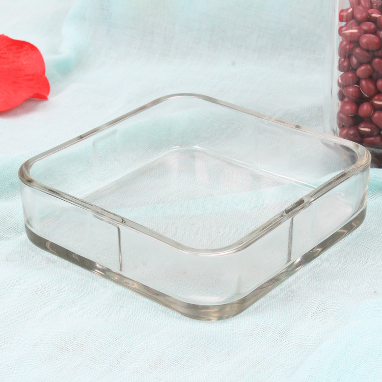 Cheap Square Carved Pattern Glass Food Storage Jar with Square Glass Cap for Kitchen Used