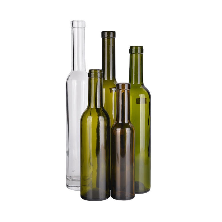 Cheap Transparent Round shape 750ml glass wine bottle