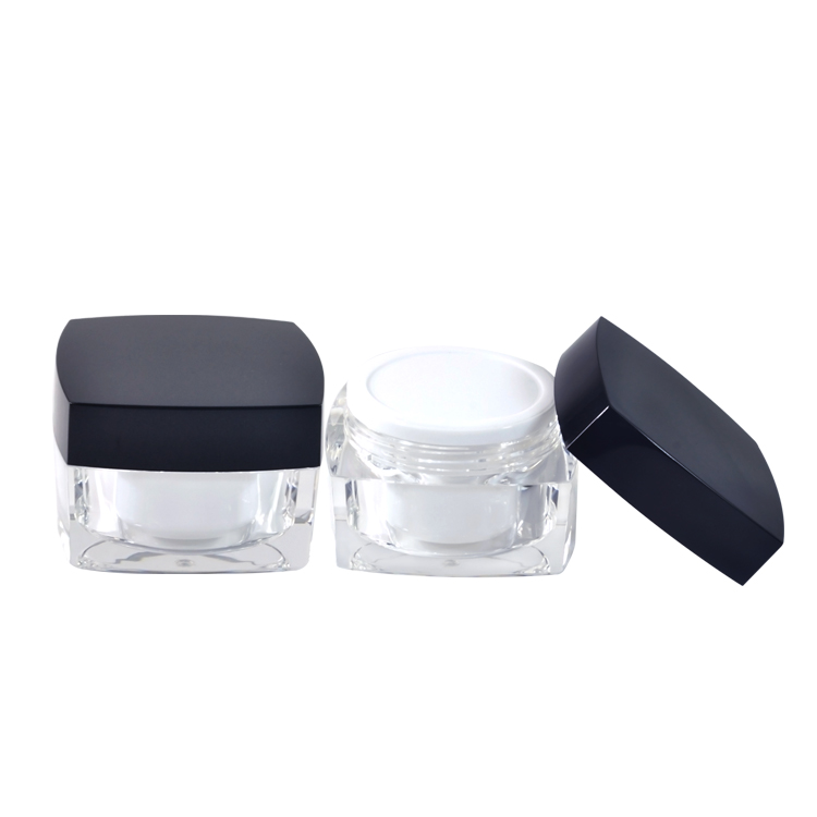 Cheap and good quality 5g 10g 15g 30g 50g square empty acrylic double wall cosmetic cream jar