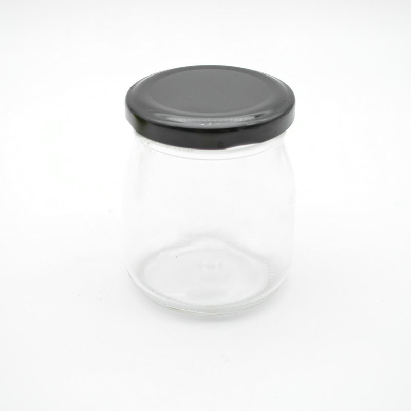 Cheap and small stock pudding bottle 5oz 150ml pudding yogurt glass jars with tinplate lid