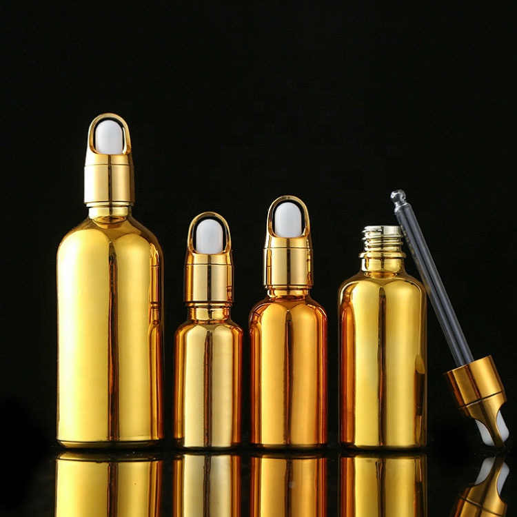 Cheap beautiful glass gold dropper bottle