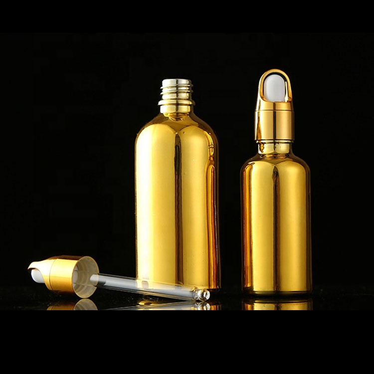 Cheap beautiful glass gold dropper bottle