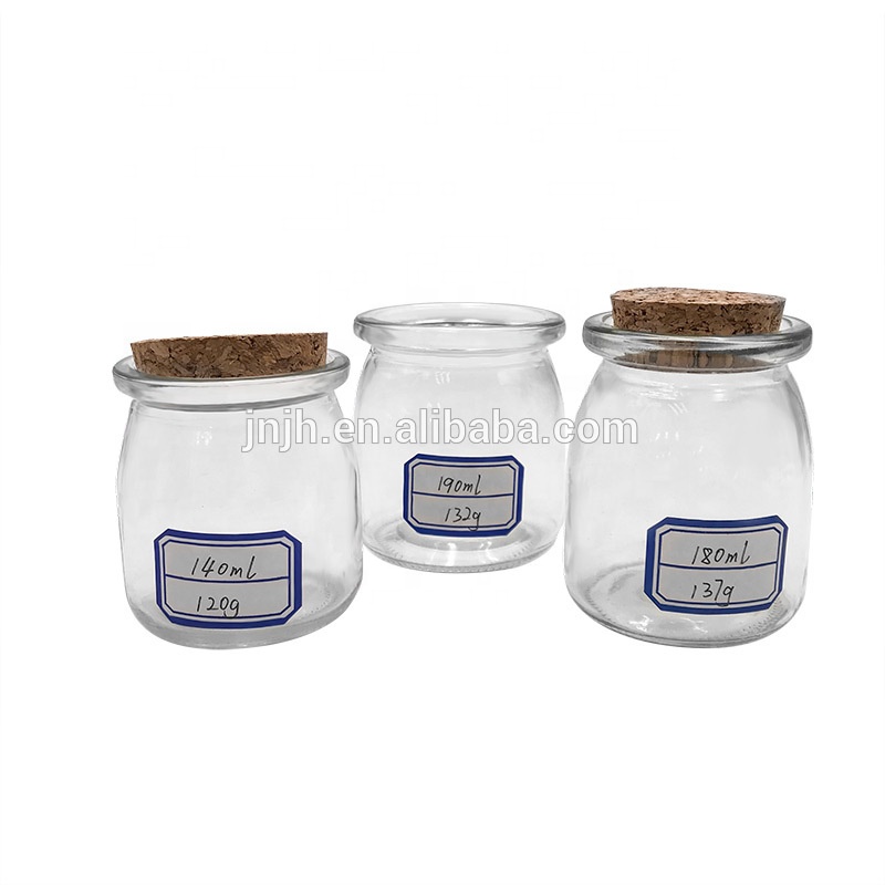 Cheap clear pudding glass jar yoghourt milk bottles with lids
