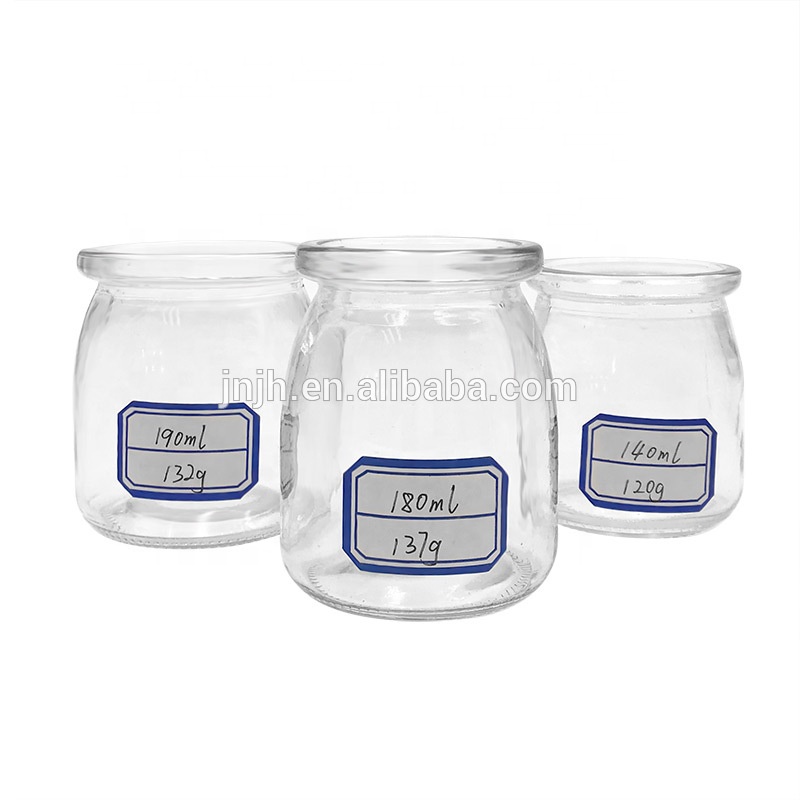 Cheap clear pudding glass jar yoghourt milk bottles with lids